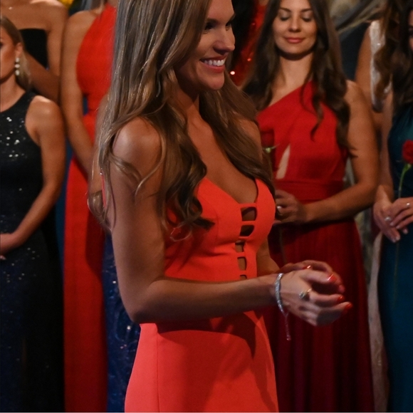 BGMAXAZRIA Women's Strappy Caged Gown,size 12 ,Color: Poinsettia - Picture 2 of 10